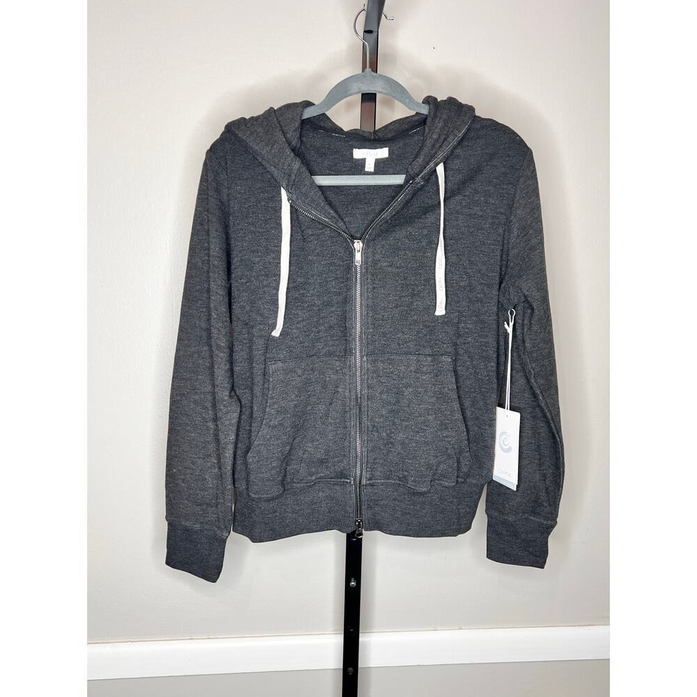 Calme Johnny Was Long Sleeve Cozy Zip Up Hoodie Black Women's Medium NWT